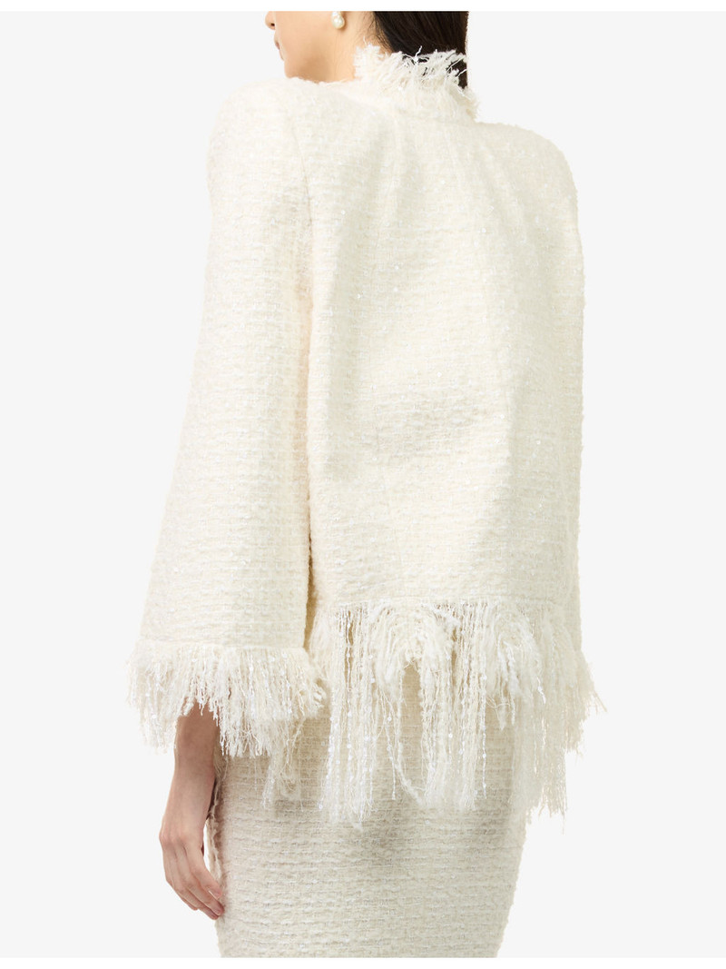 Mademoiselle Fringed-Hem Tweed Jacket 4