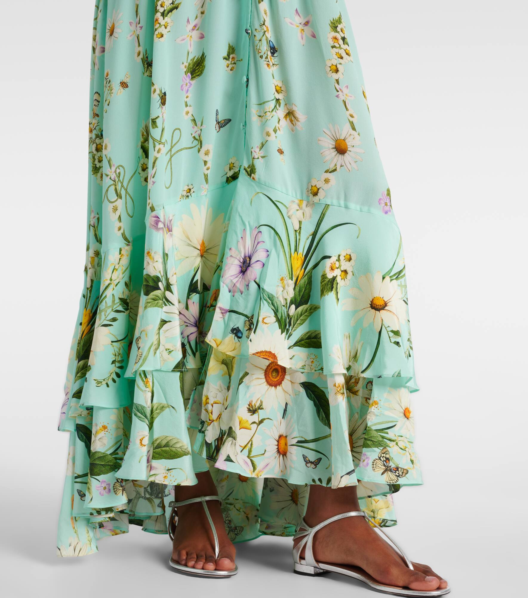 Floral silk crêpe maxi dress - 6