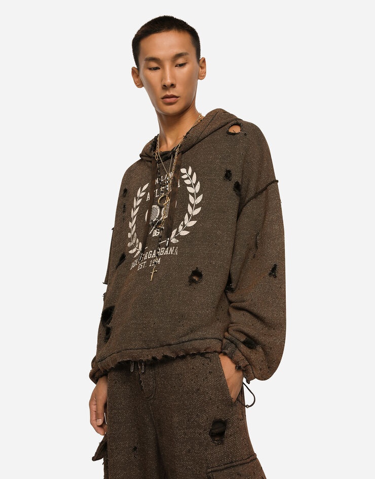 Washed jersey hoodie with print - 2