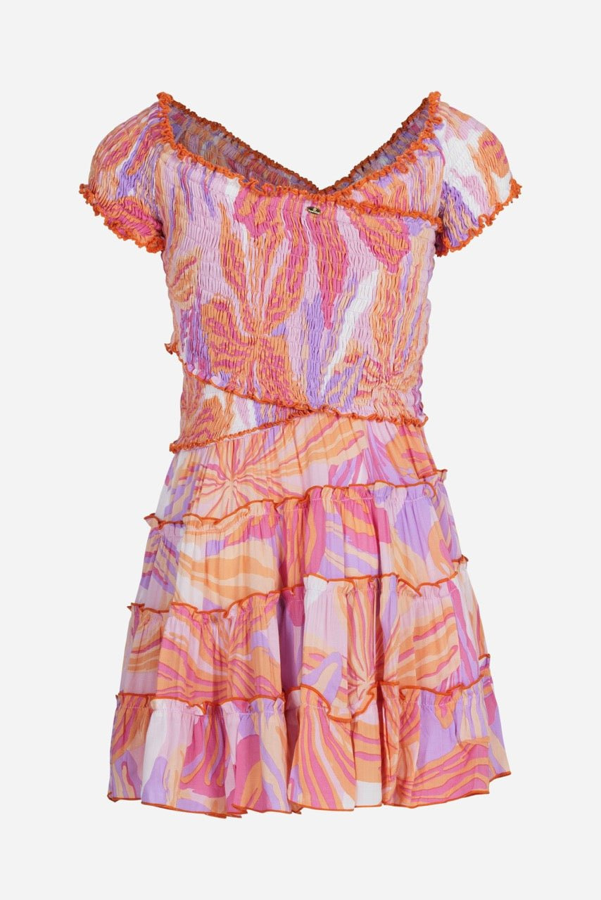 Mini Dress Soledad for girls - Pink Seaweed - 2