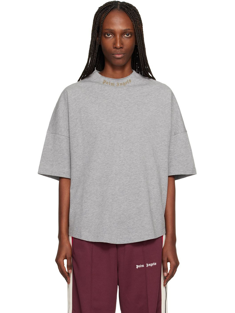 Gray Curved Logo Collar Over T-shirt 1