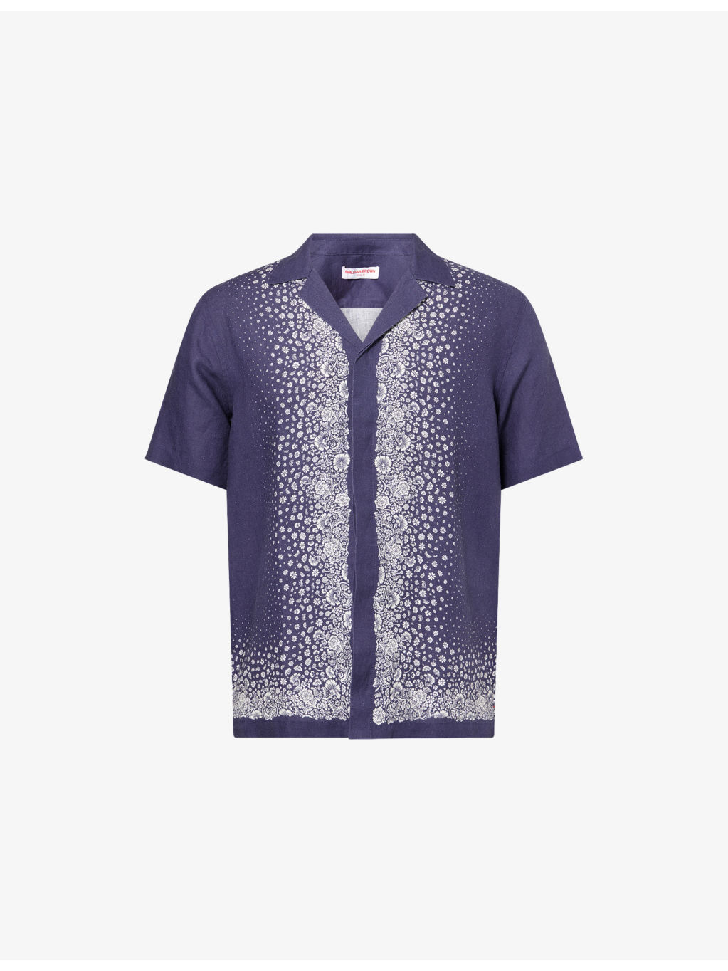 Floral-Print Short-Sleeve Linen Shirt - 1