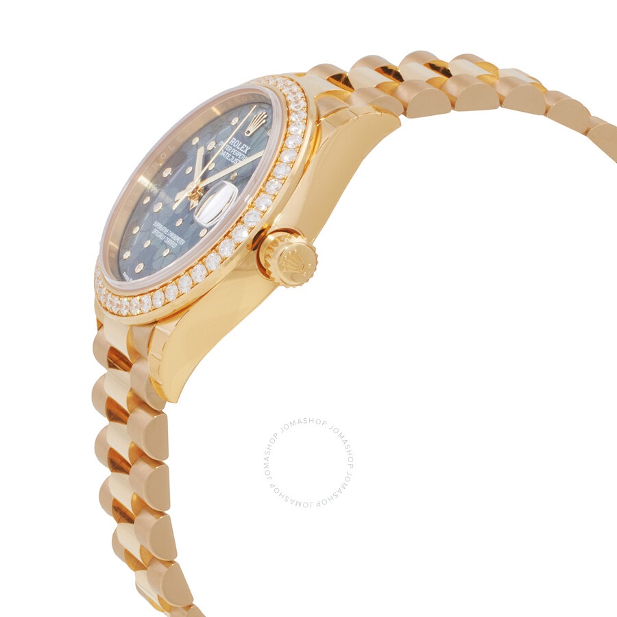 Rolex Datejust 31 Olive-Green Floral Motif Diamond Dial Automatic Ladies 18kt Yellow Gold President  - 2