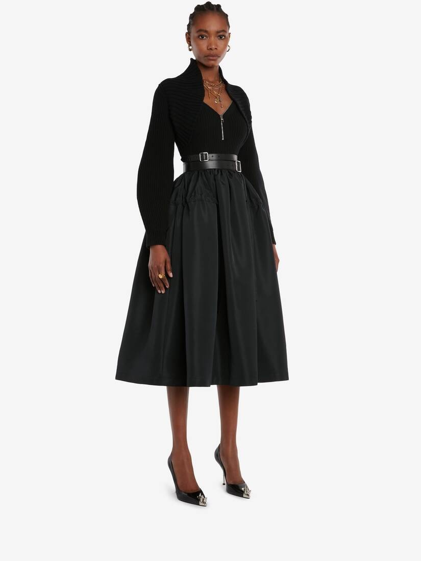 Rib Knit Wool Shrug in Black - 3