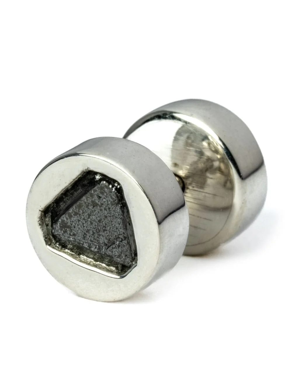 black diamond-encrusted stud earring - 1