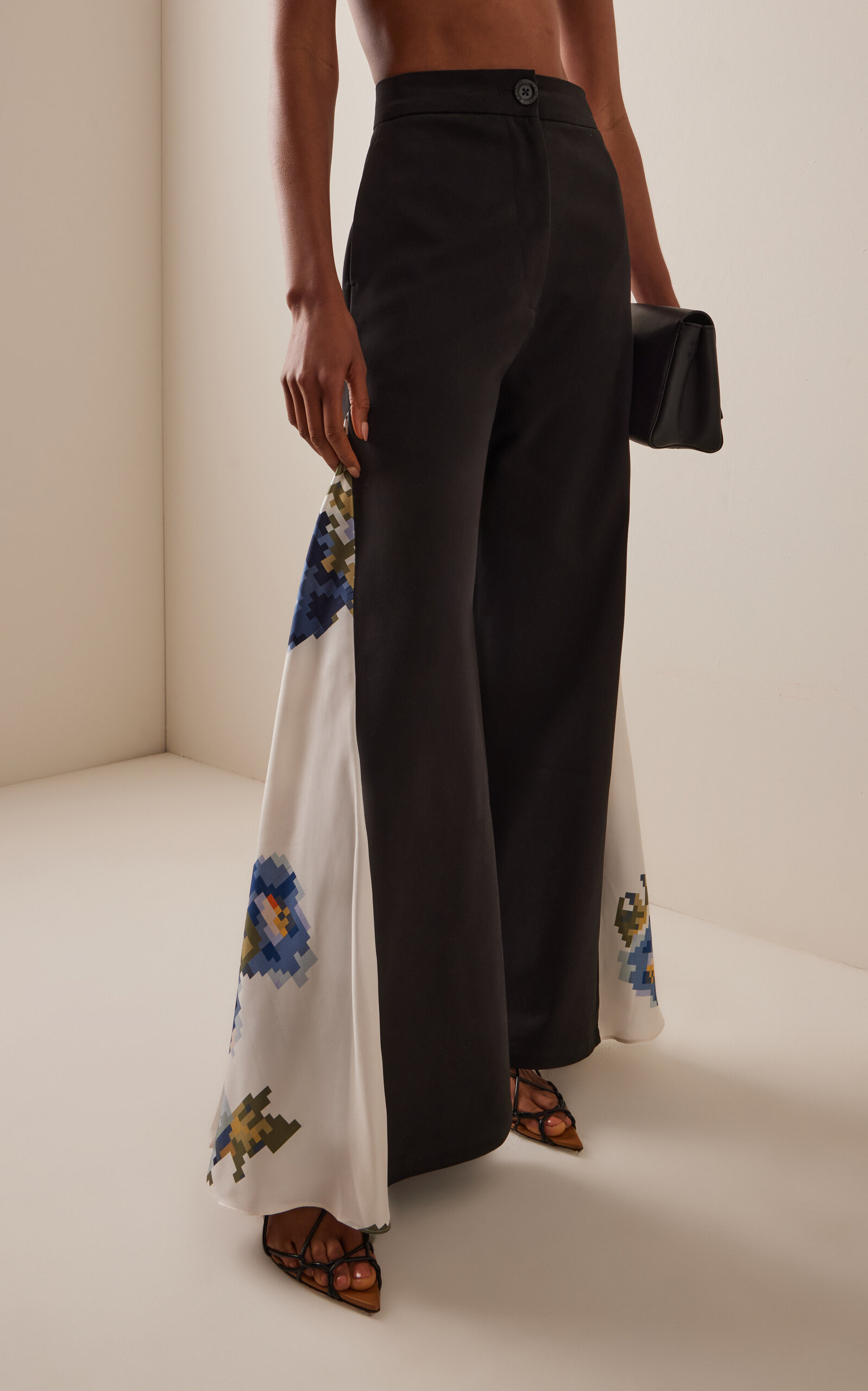 Audrey Silk-Paneled Wool Trousers black - 3