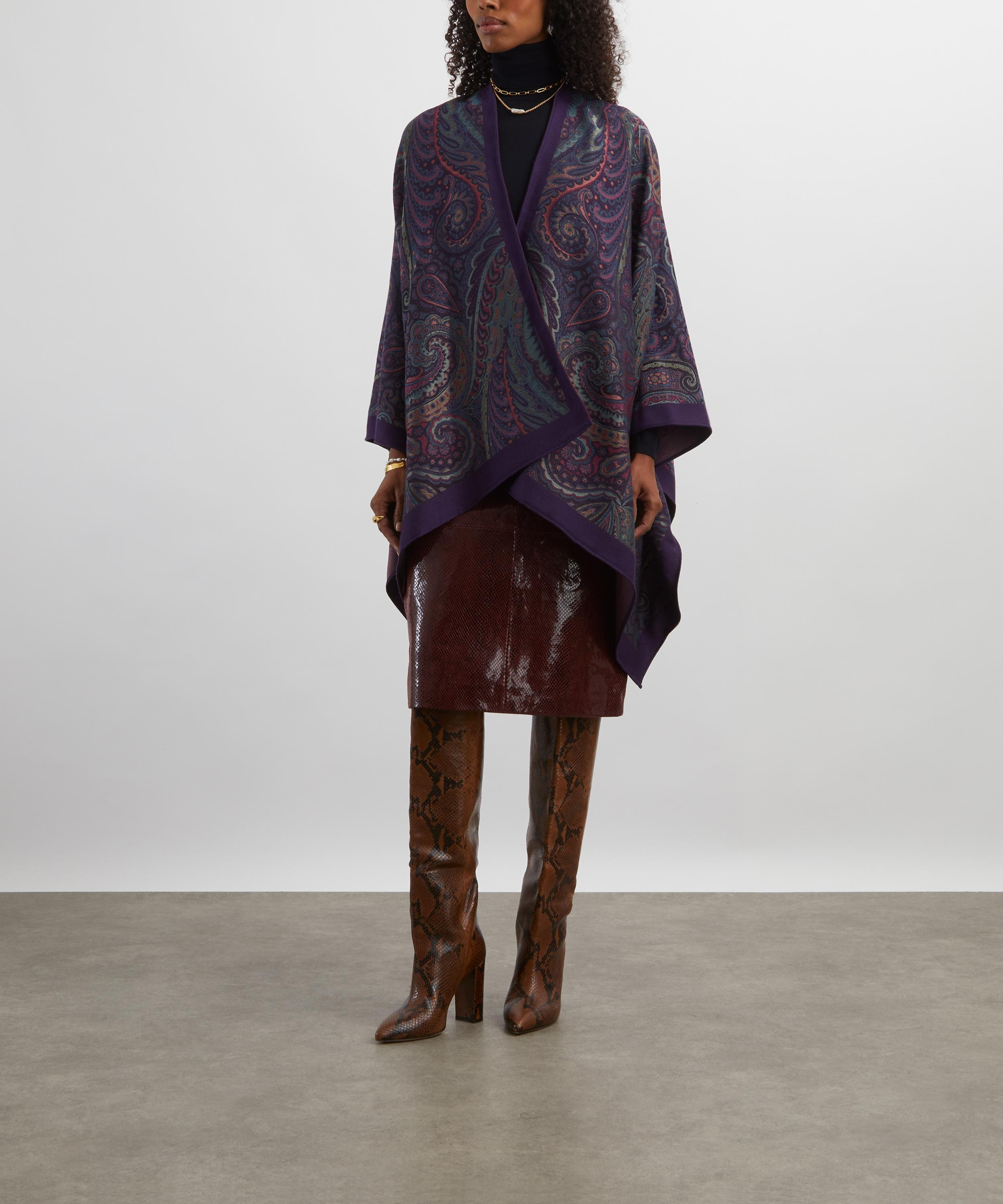 Wool-Blend Paisley Poncho - 3