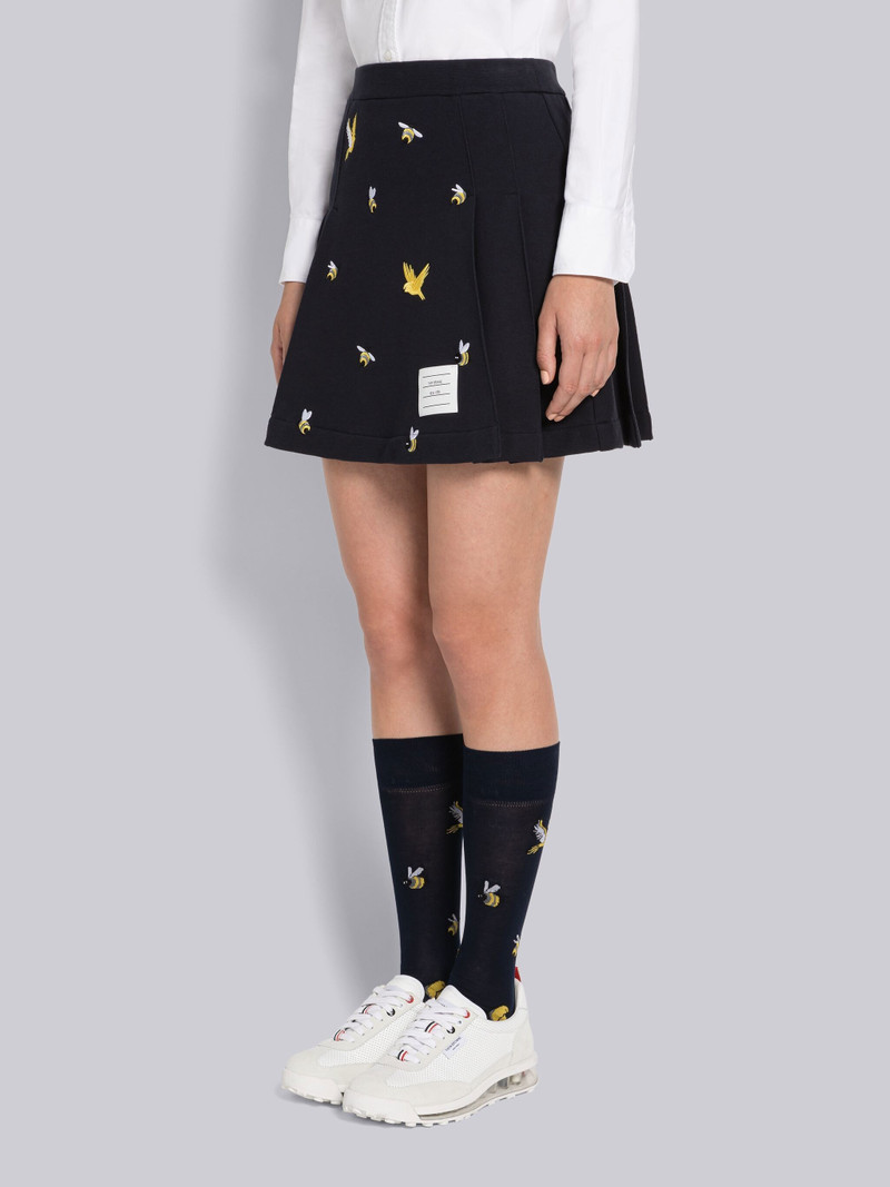 Thom Browne Loopback Birds and Bees Side Pleated Mini Skirt outlook