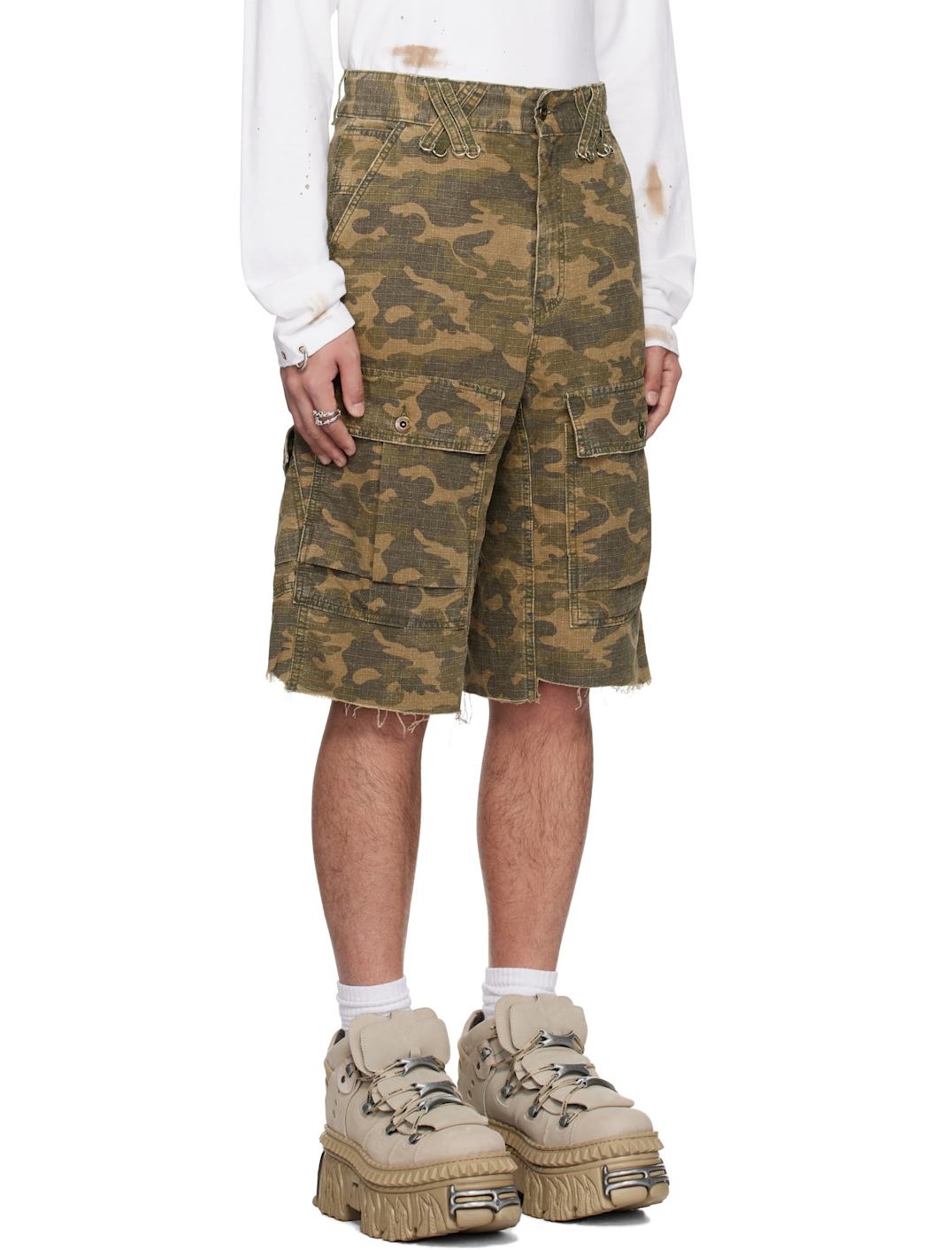 Khaki Camo Vintage Shorts - 2