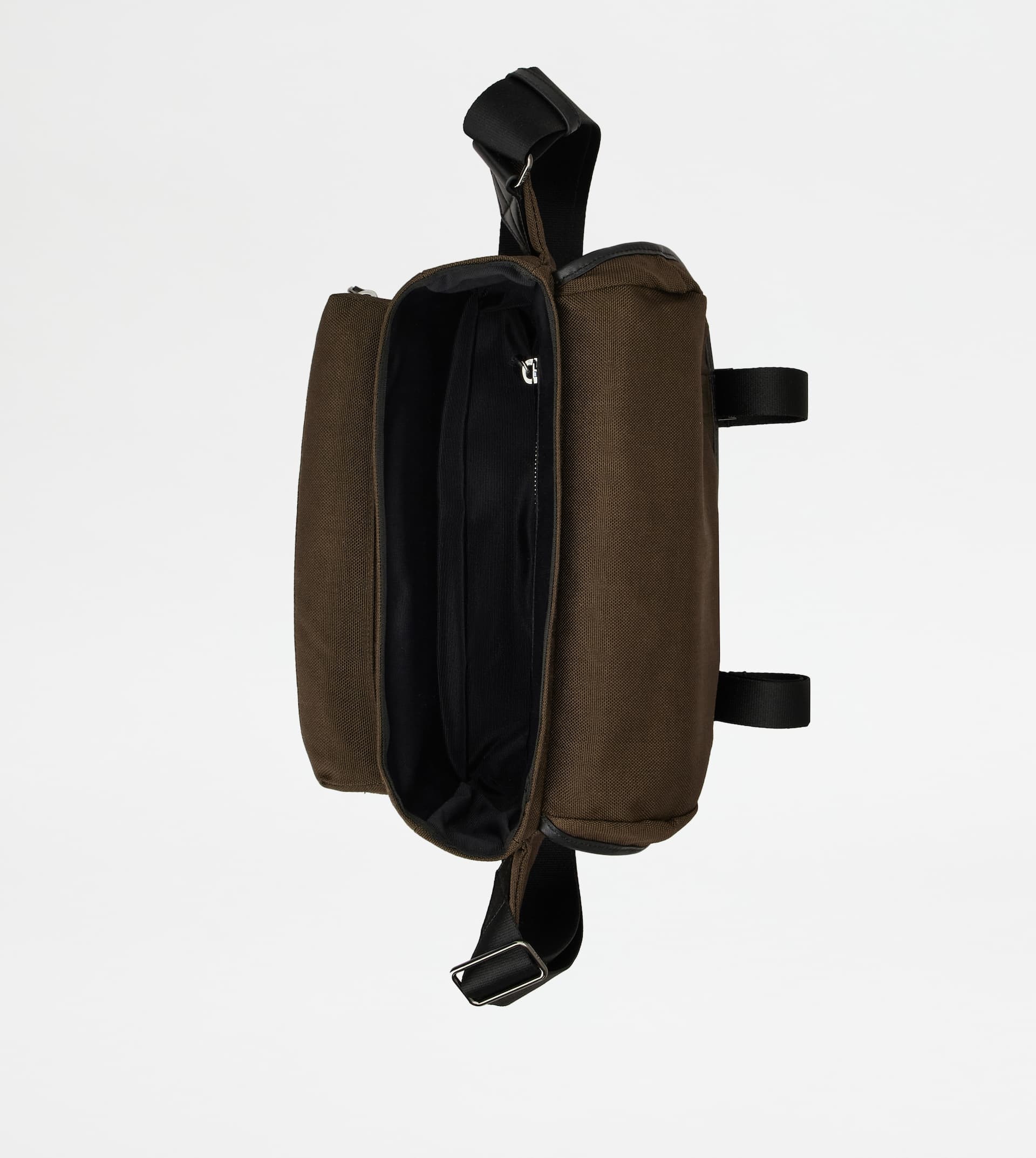 CROSSBODY BAG IN FABRIC AND LEATHER SMALL - BROWN, BLACK - 4