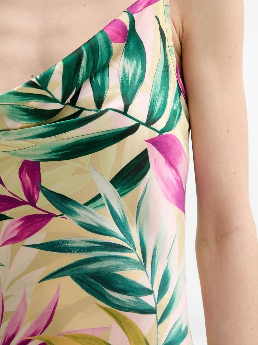 cowl-neck leaf-print dress - 3
