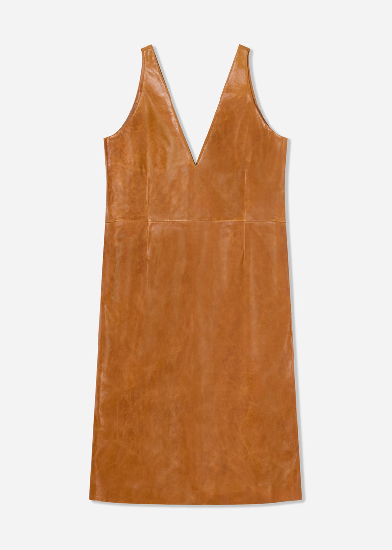 V-Neck Dress in Leather 1