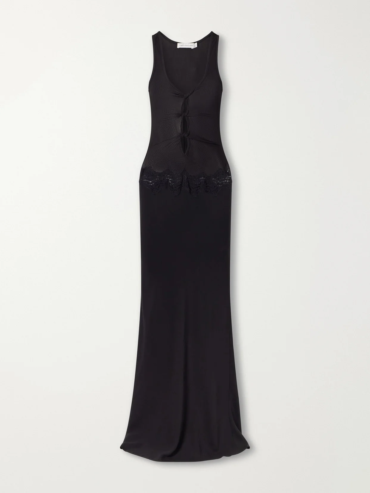 Verner Cut-out Ribbed-detail Lace-trimmed Jersey Midi Dress - 1