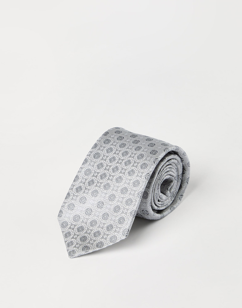 Brunello Cucinelli Geometric patterned silk tie outlook