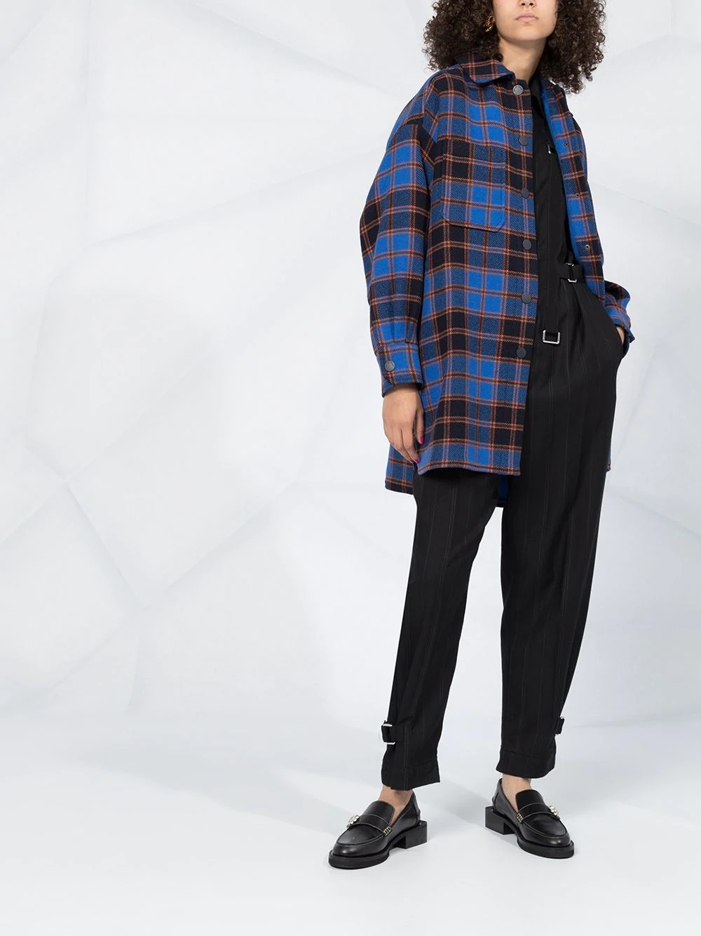 oversized plaid shirt coat  - 2