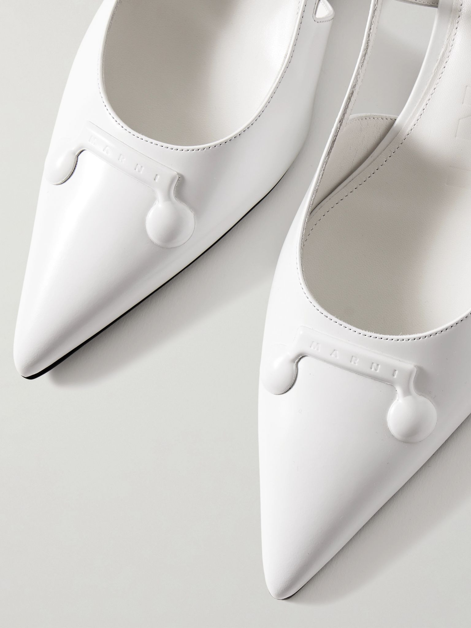 Trunkaroo embellished leather slingback point-toe flats White - 4