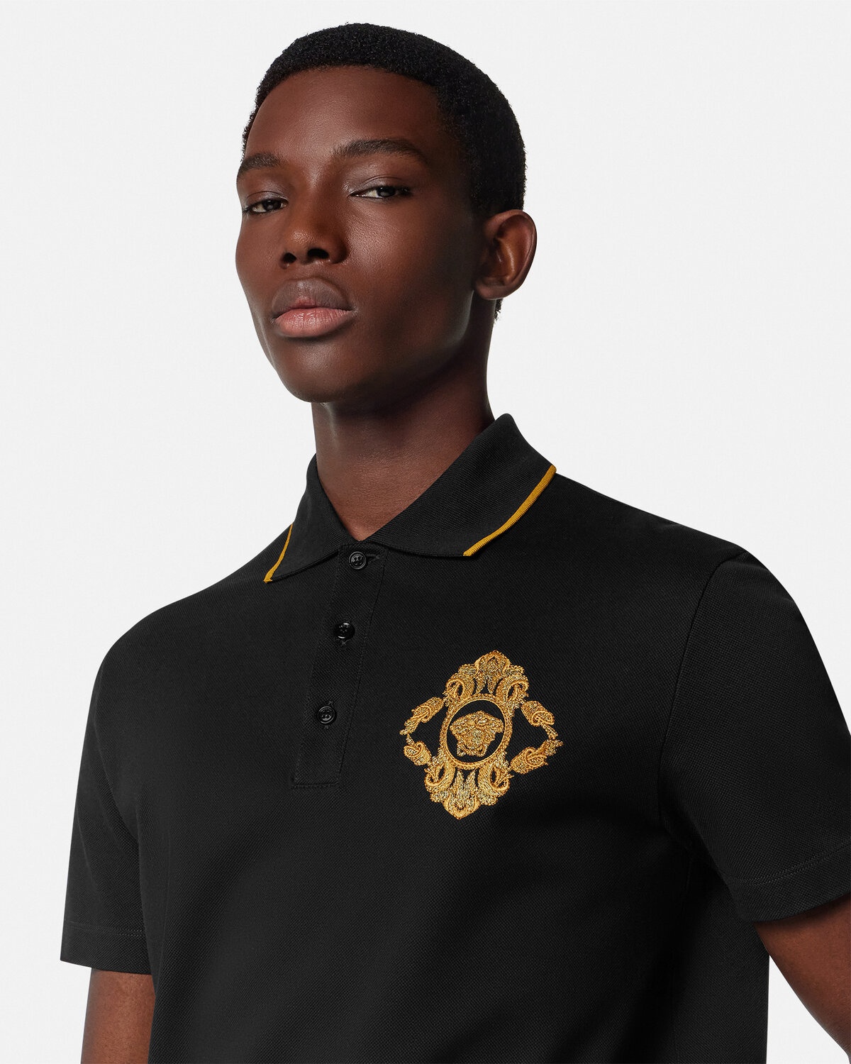 Embroidered Architectural Baroque Polo Shirt - 3