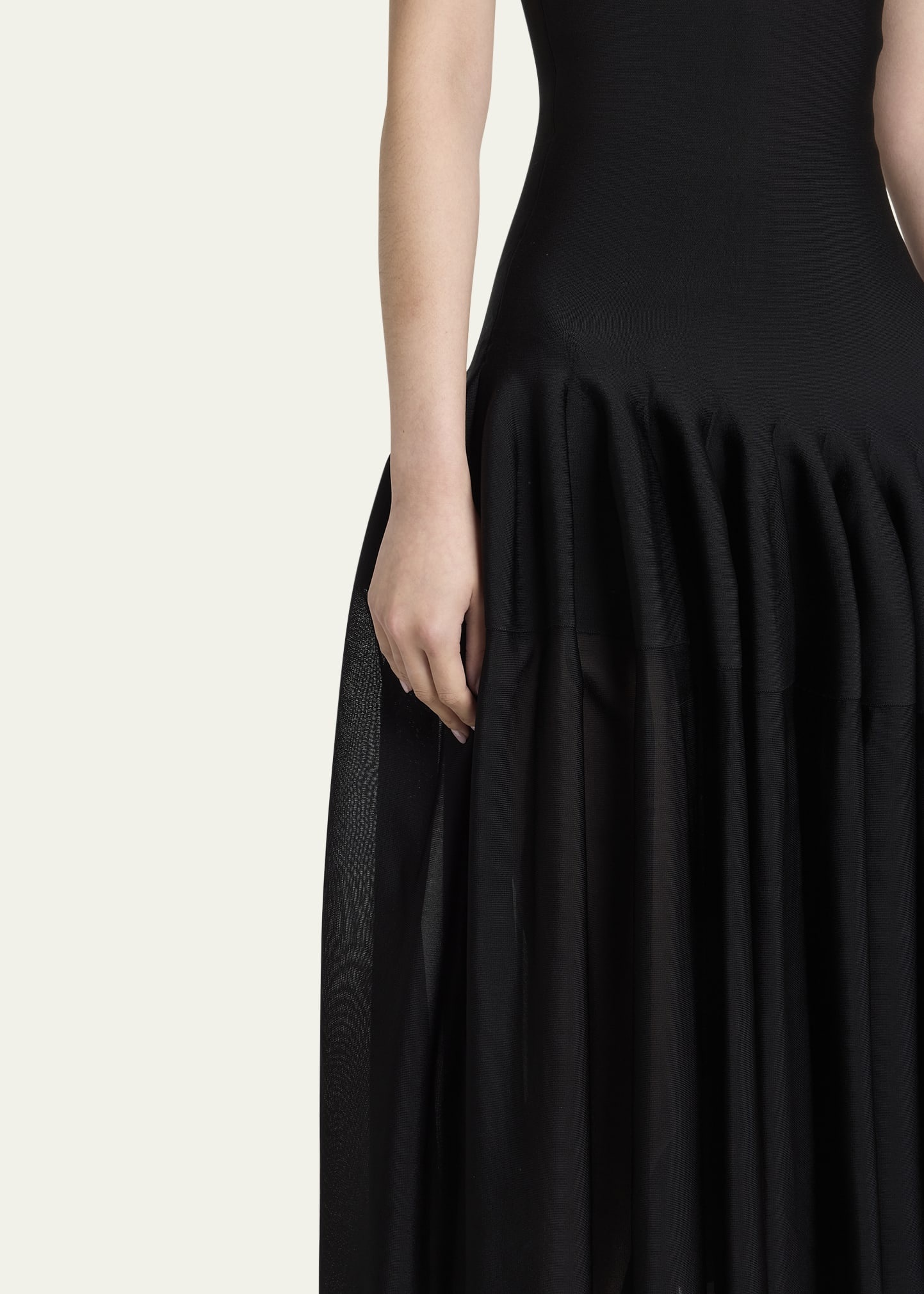 Long Strapless Pleated Fit-Flare Dress - 5