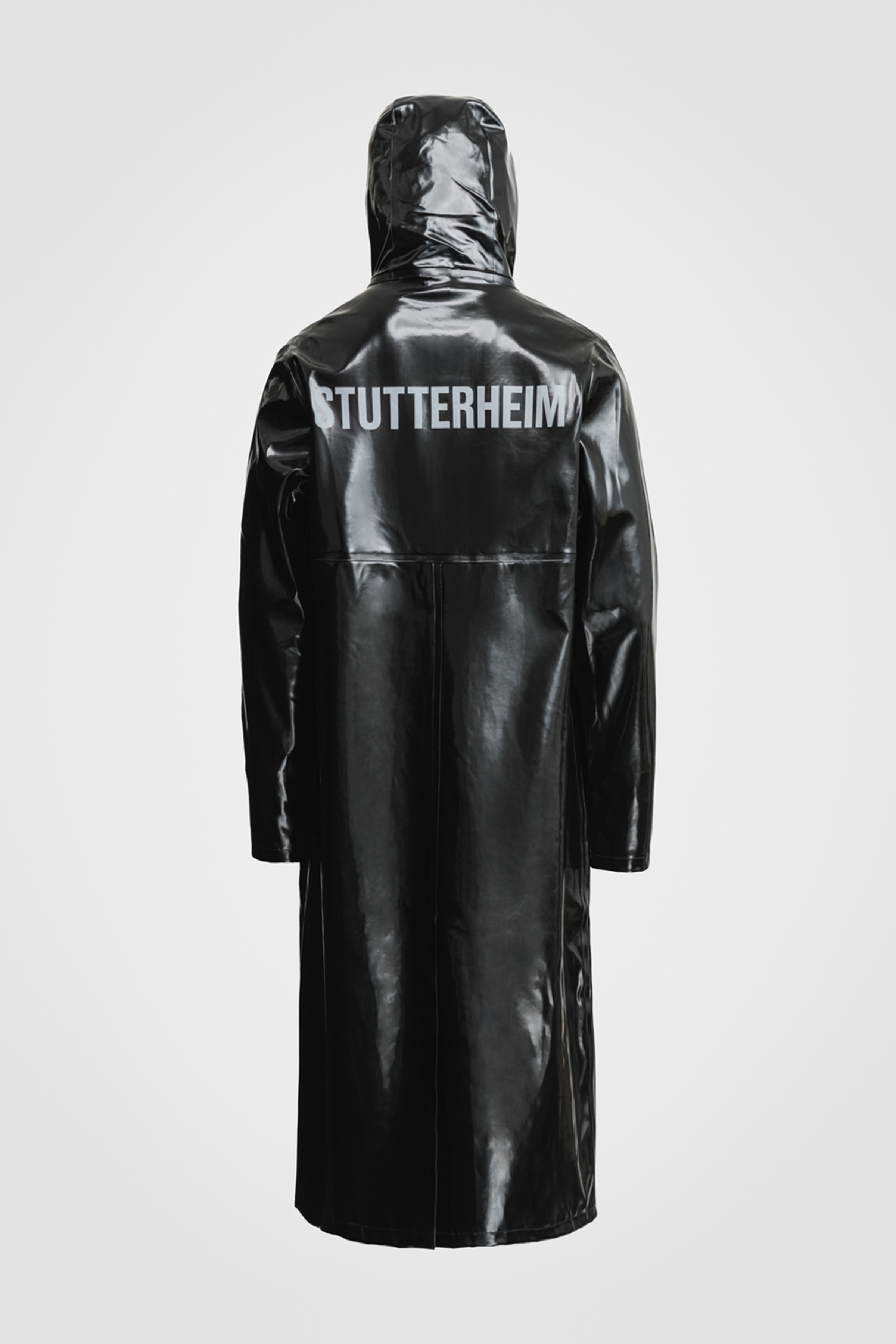 Stockholm Long Print Opal Raincoat Black - 6