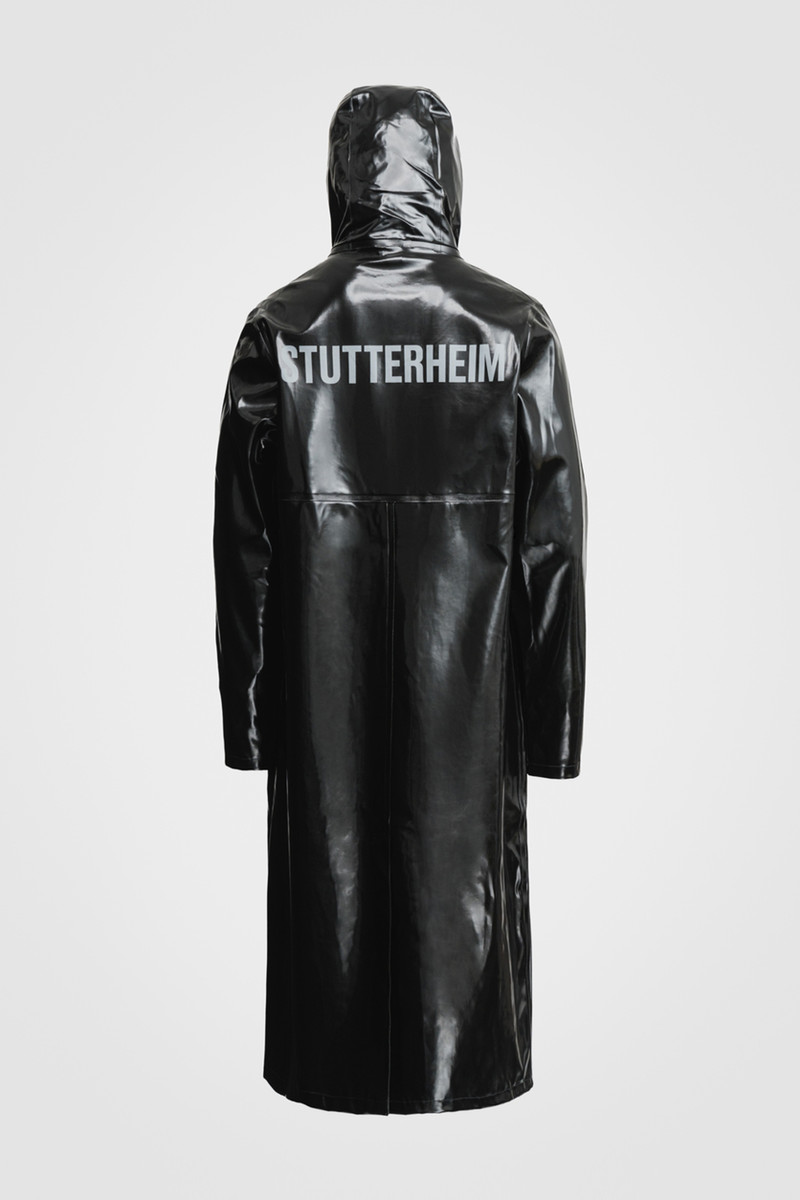 Stockholm Long Print Opal Raincoat Black 6