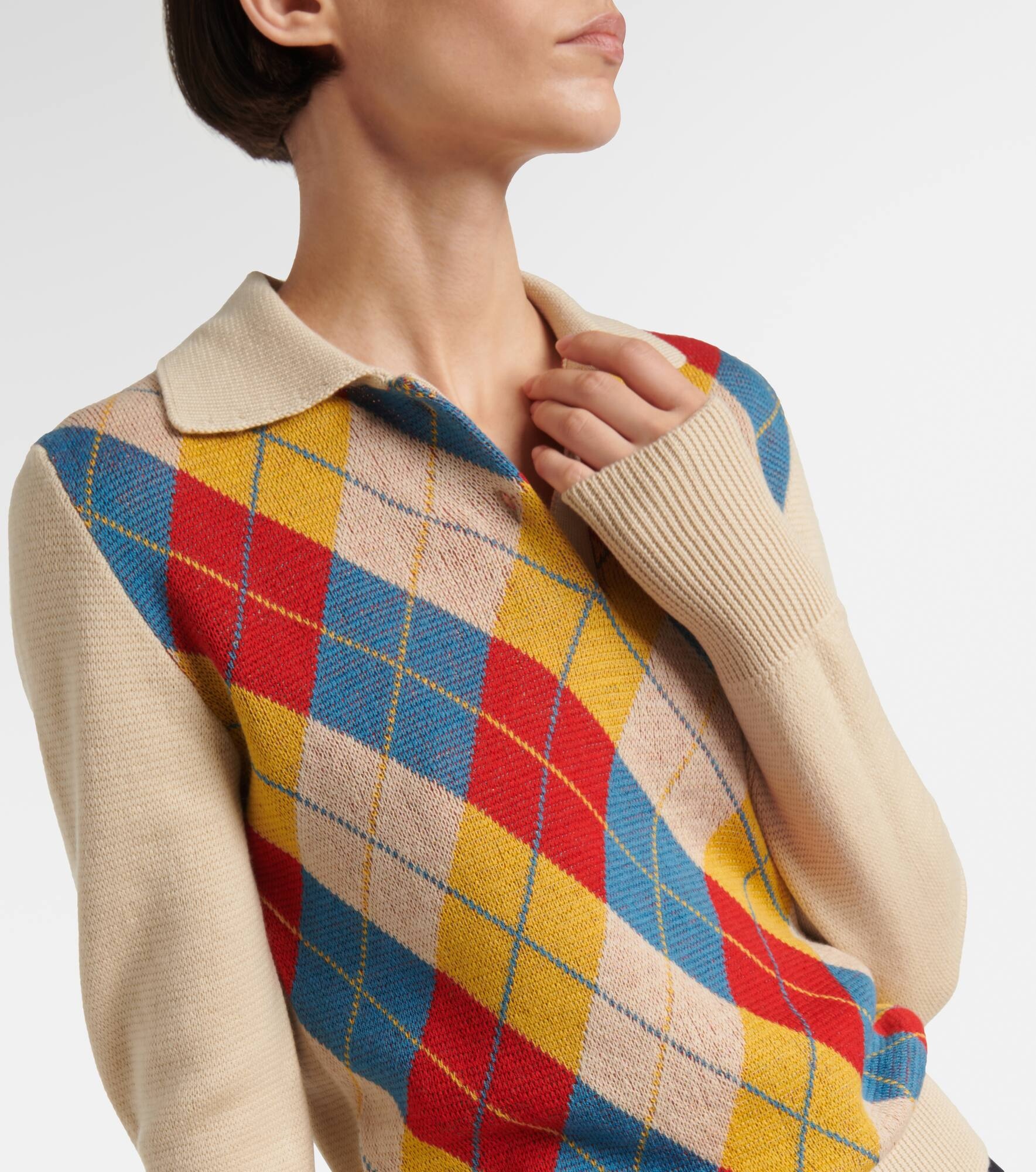 Argyle intarsia wool polo sweater - 5