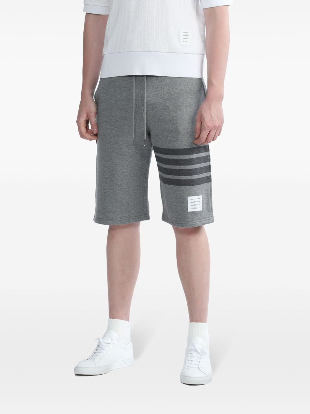 cotton striped track shorts - 3