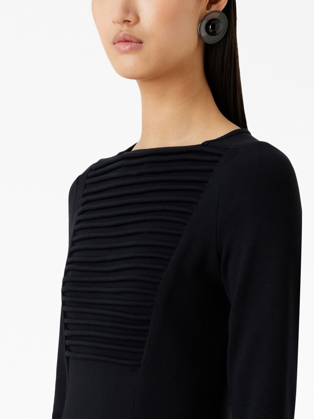 ribbed-bib long-sleeved dress - 5