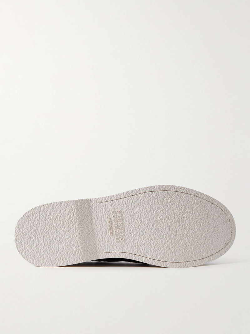 Leather-Trimmed Suede Boat Shoes 3