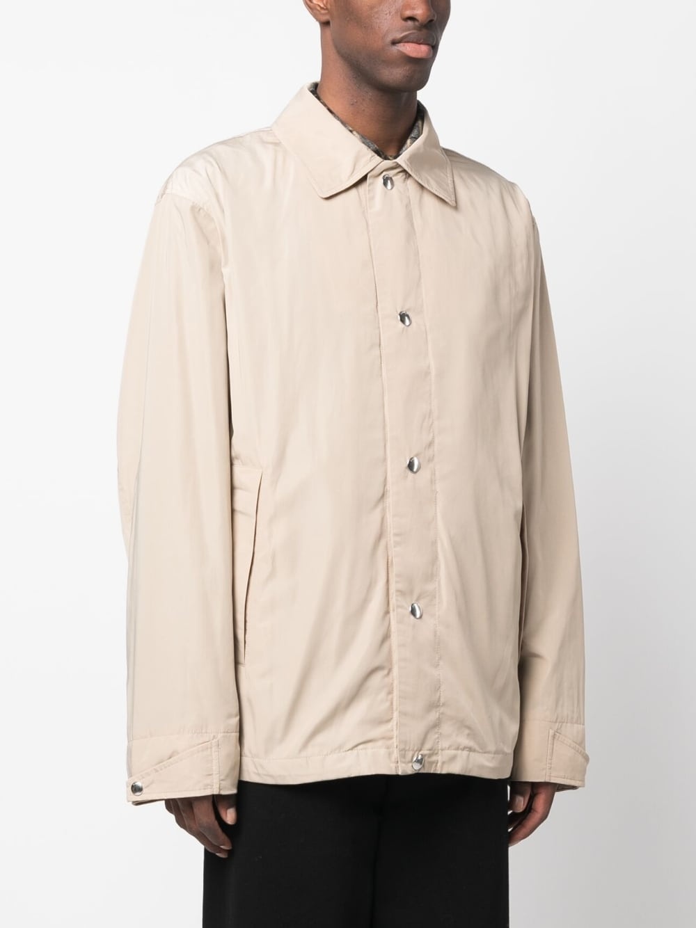 logo-embroidered shirt jacket - 3