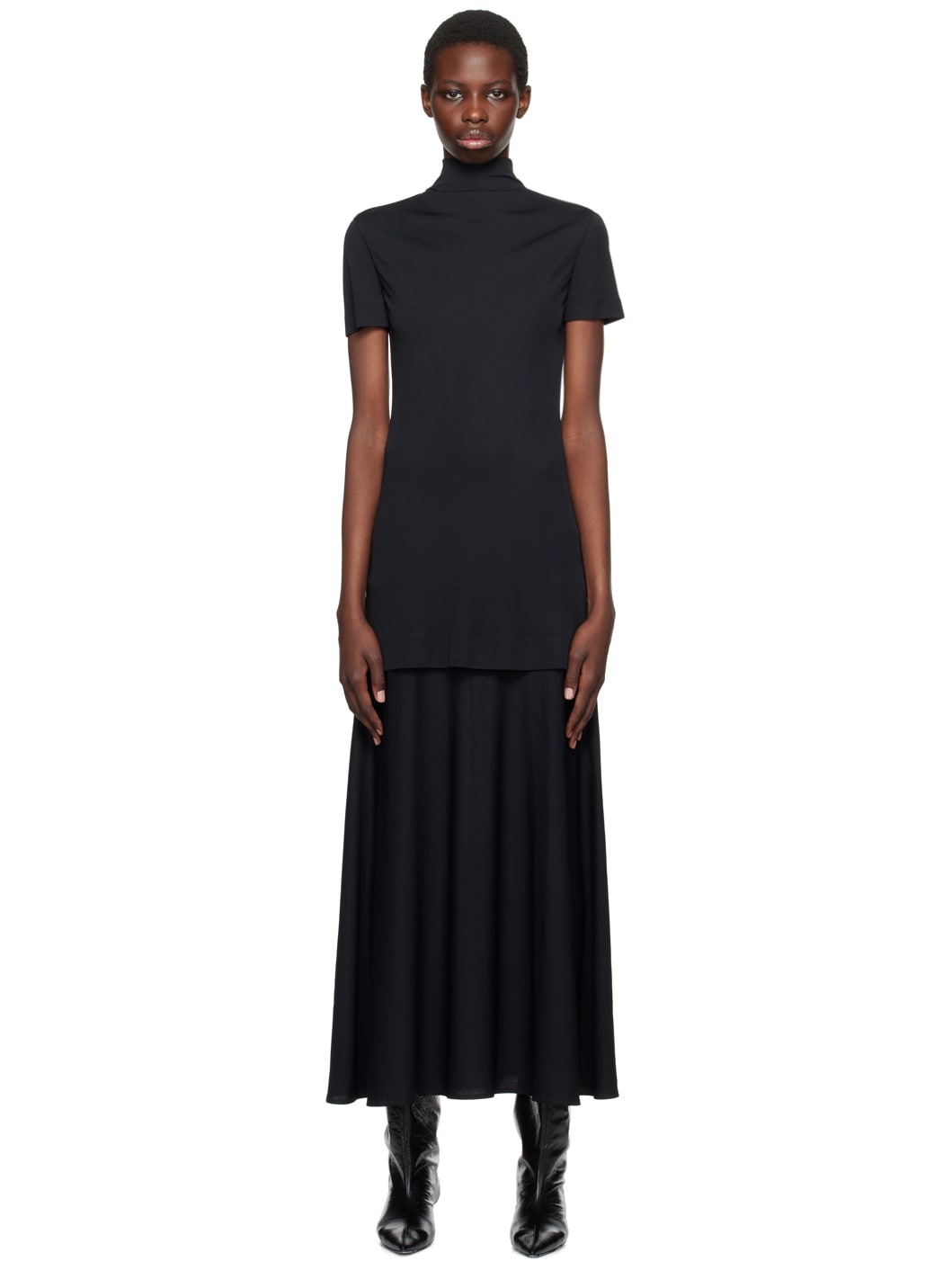 Black Layered Midi Dress - 1