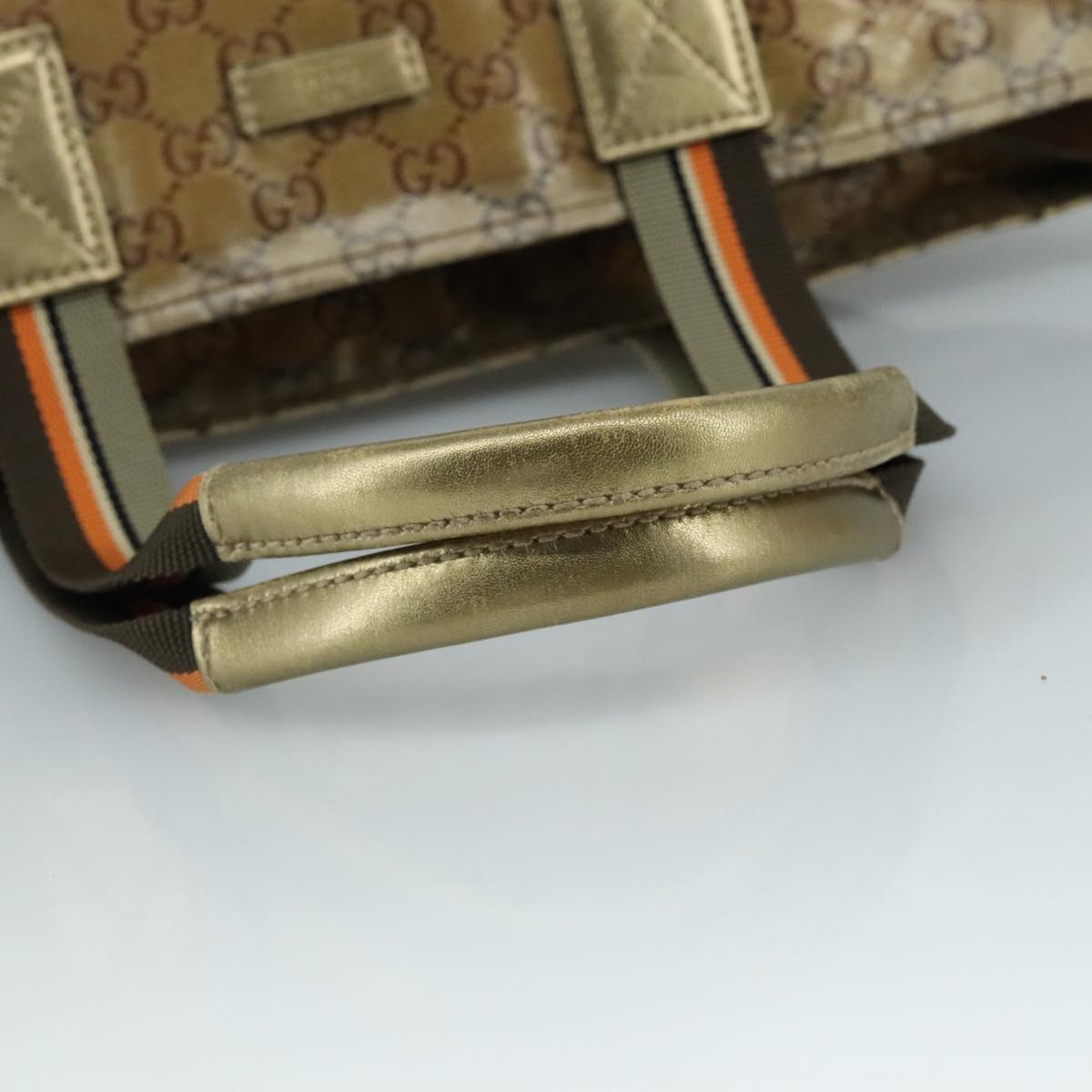GUCCI GG Crystal Sherry Line Hand Bag Gray Gold Brown - 6