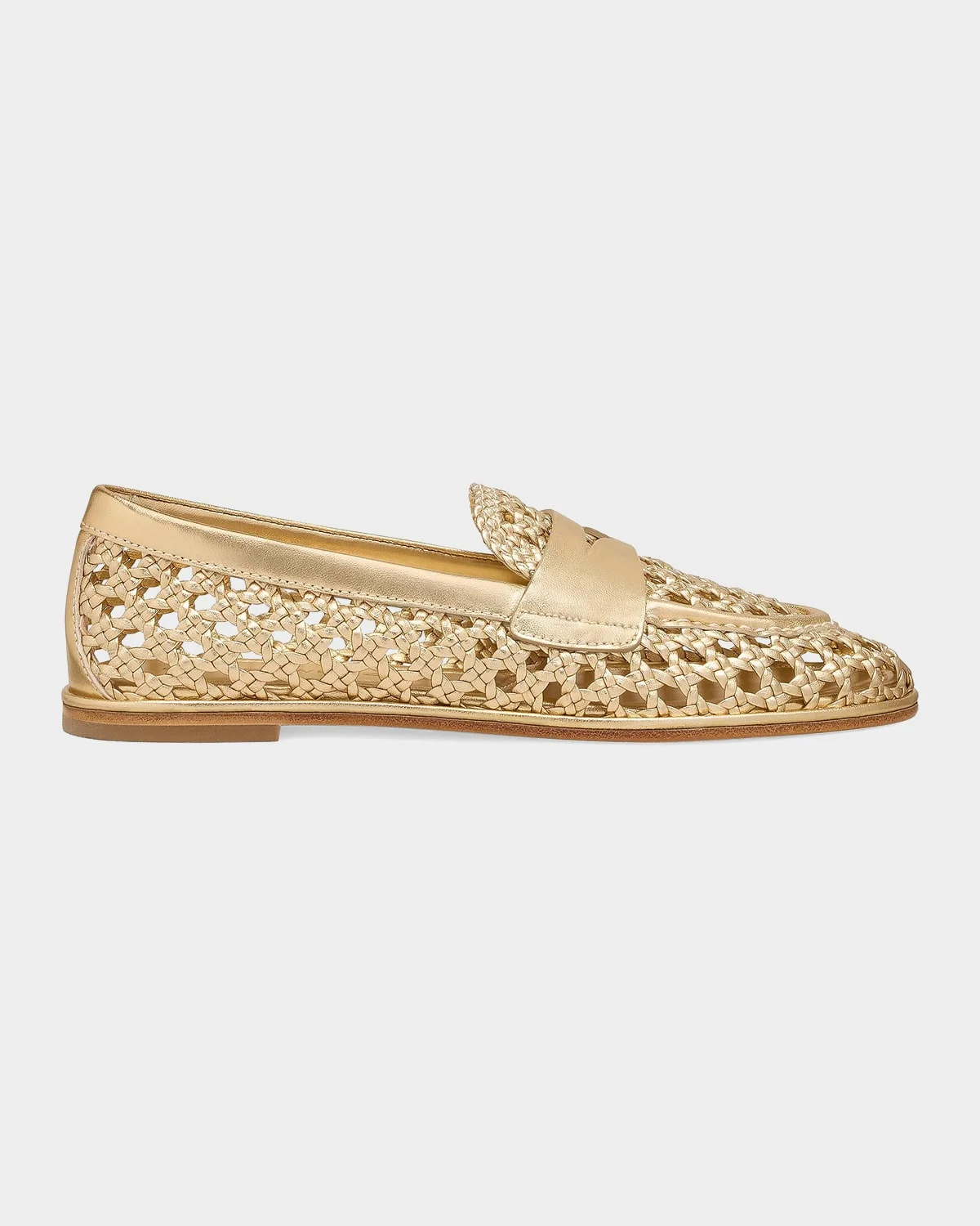 Spencer Woven Metallic Leather Penny Loafers - 1