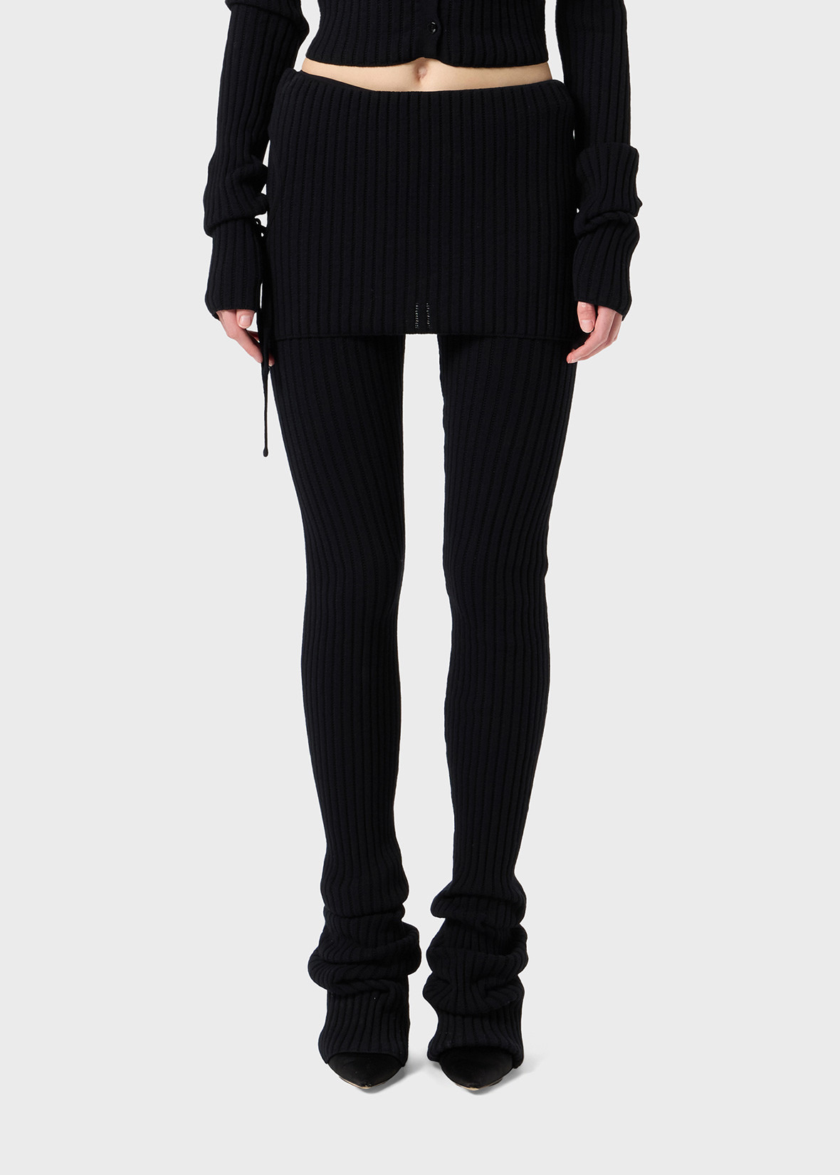 KNITTED LEGGINGS WITH CUT-OUTS AND LACES - 3