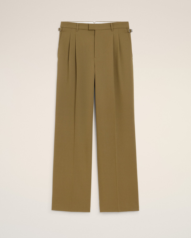 GREEN WOOL LOW WAIST WIDE TROUSERS 1