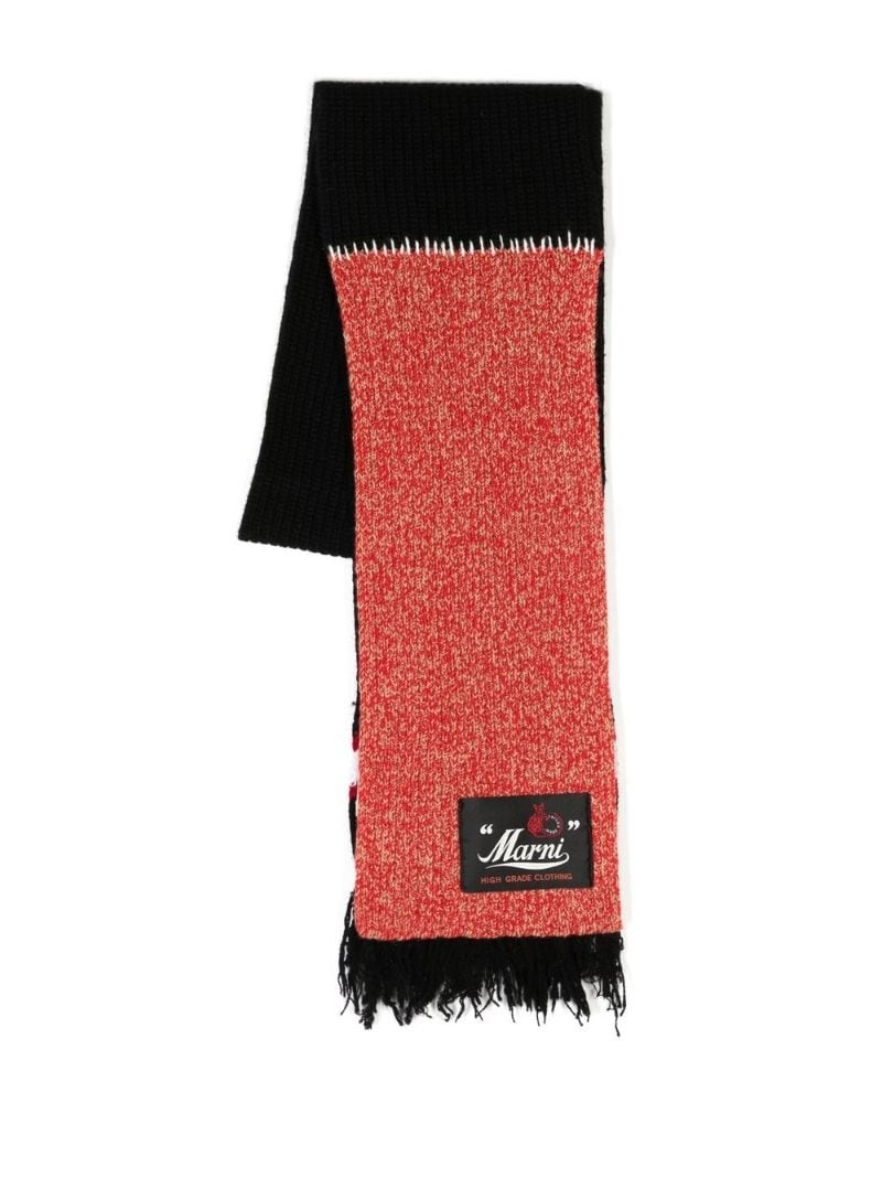 horizontal-stripe knitted scarf - 1