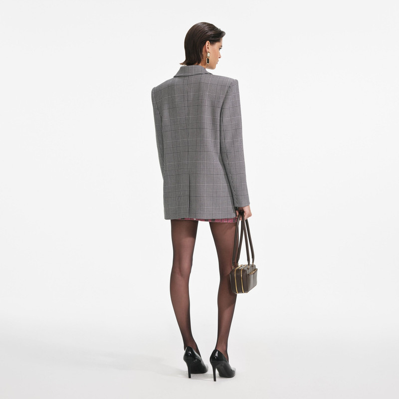 self-portrait Prince Of Wales Check Blazer outlook