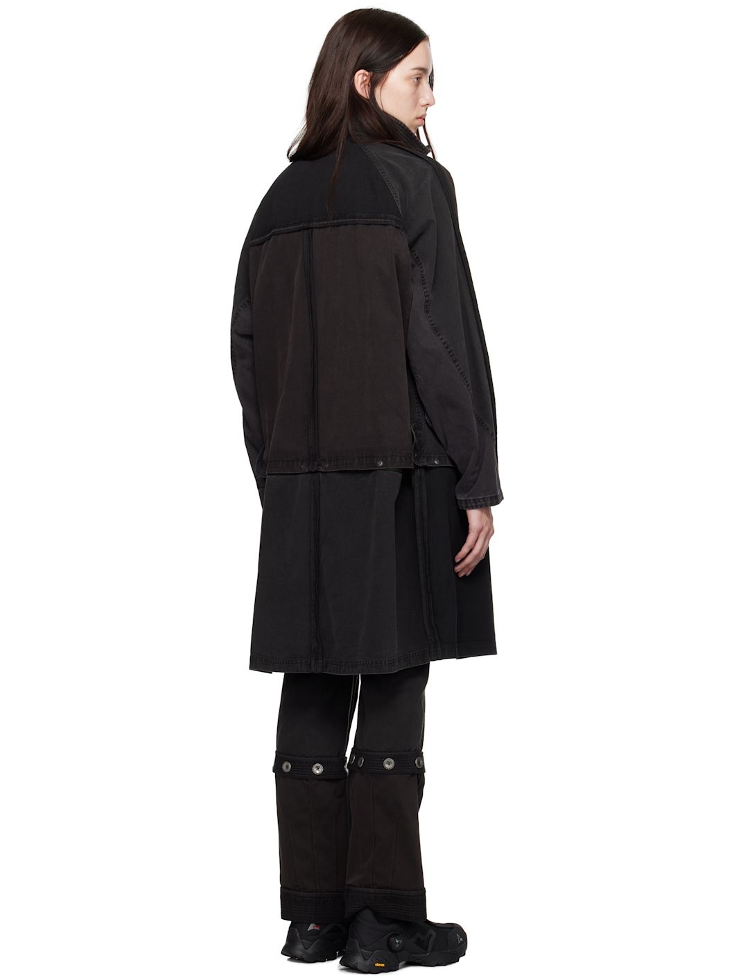 Black & Gray Convertible Patchwork Coat - 3
