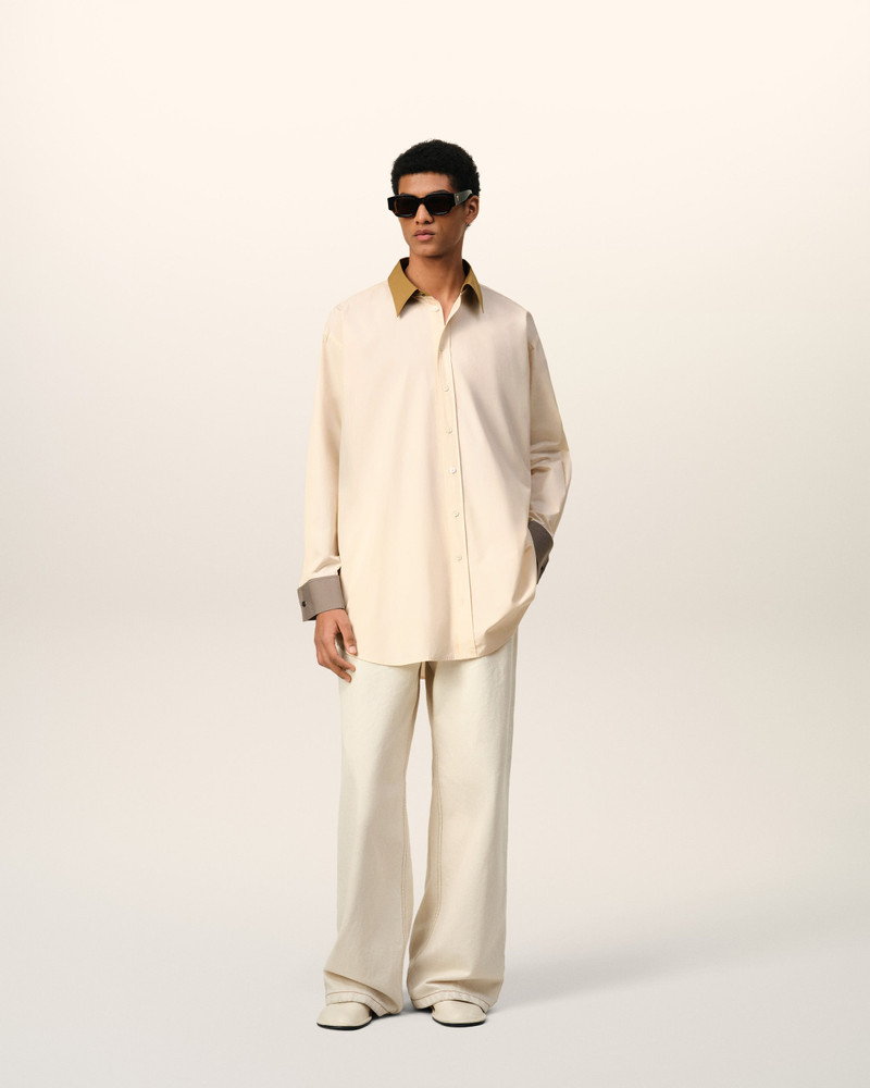 AMI Paris BEIGE COTTON CLASSIC COLLAR LOOSE SHIRT outlook