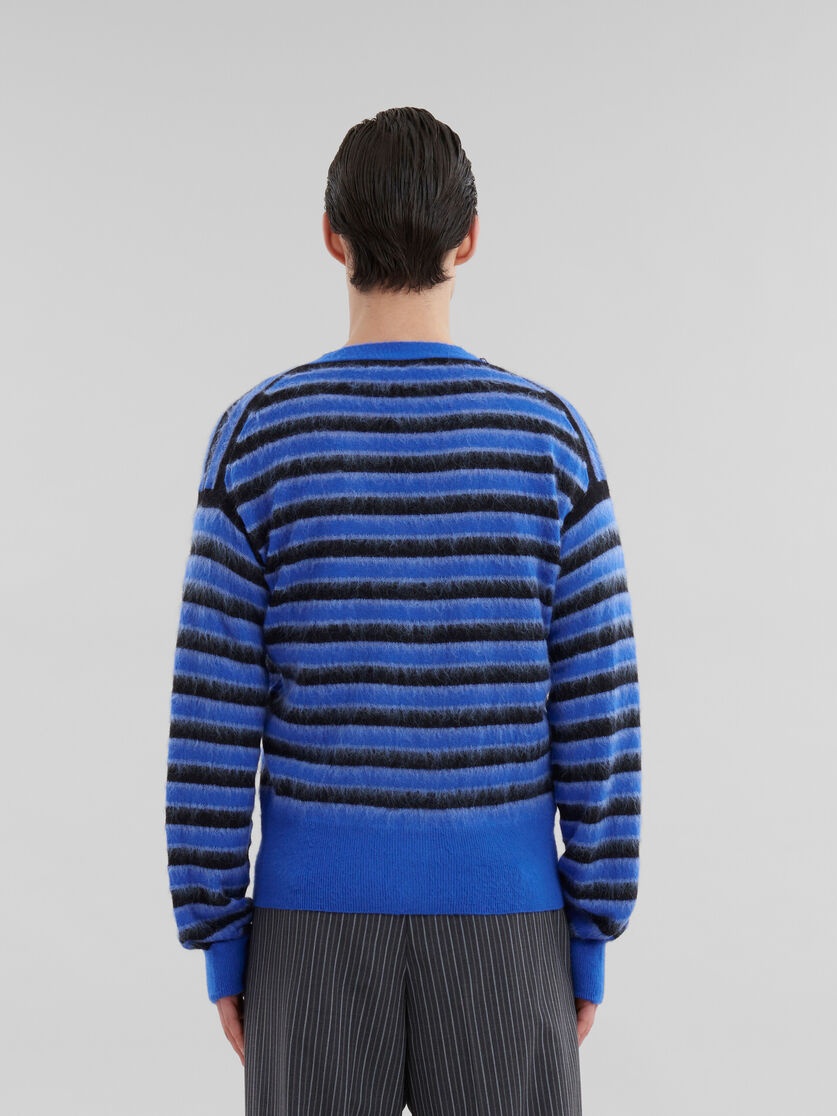 BLUE WOOL-MOHAIR STRIPED CARDIGAN - 3