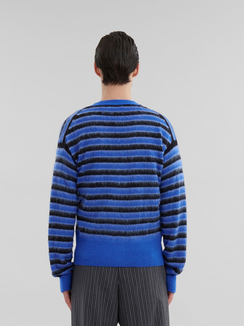 BLUE WOOL-MOHAIR STRIPED CARDIGAN 3