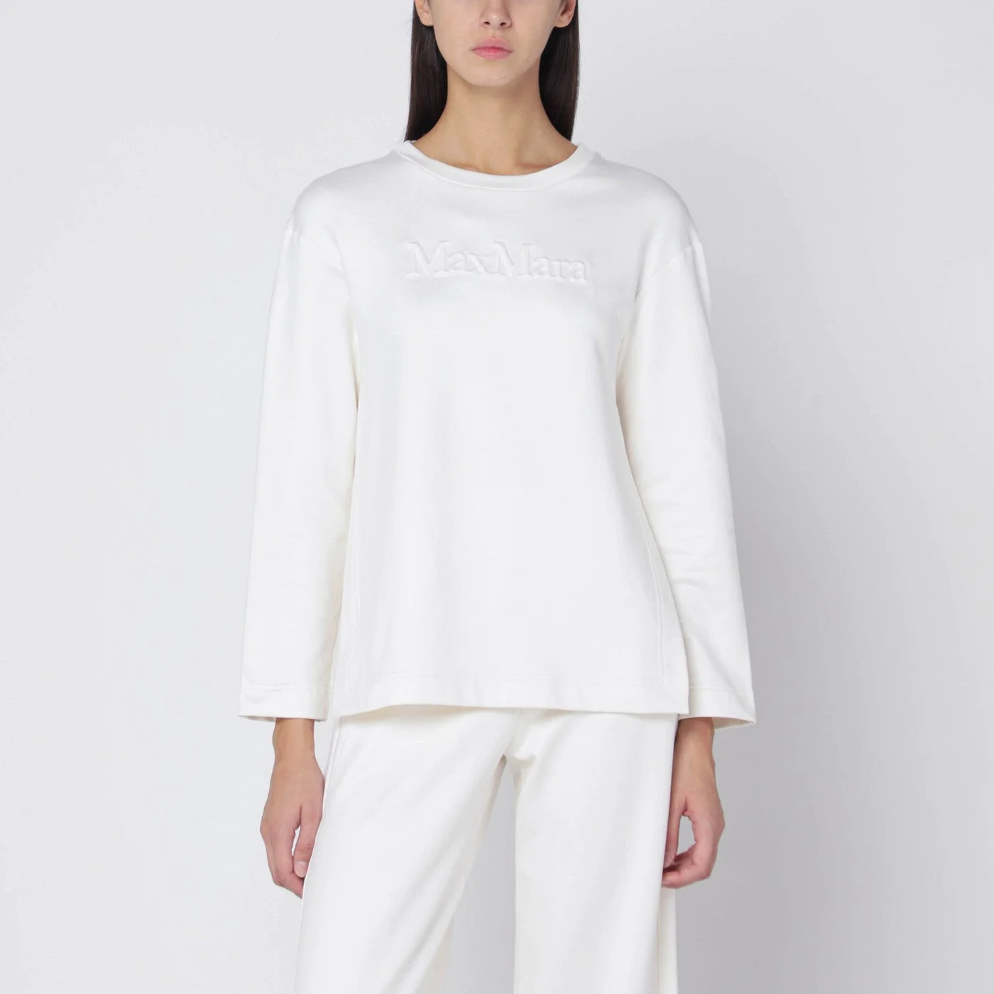 White sweatshirt in silk blend - 1