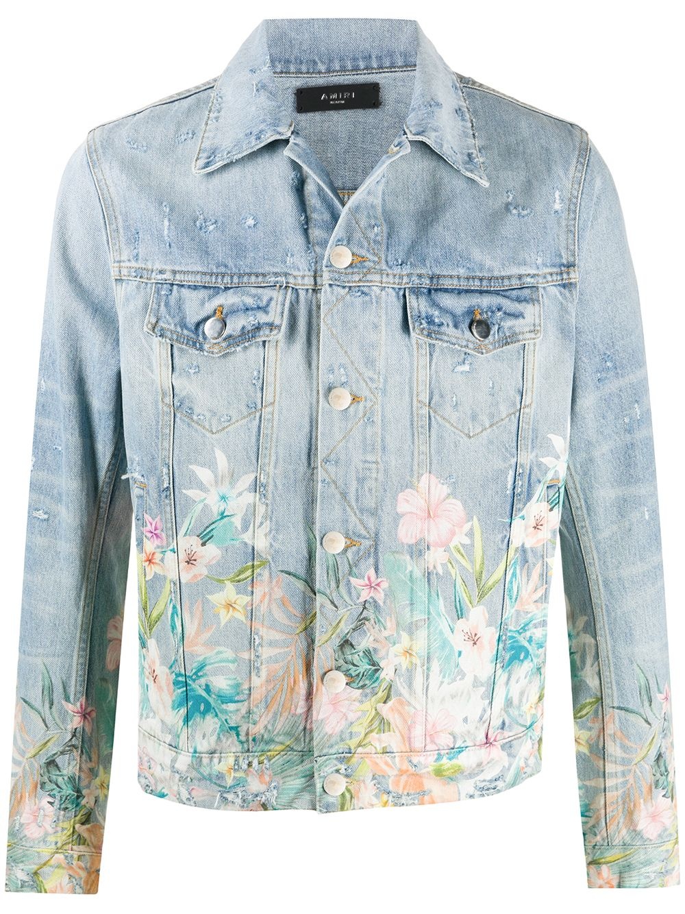 floral-detail denim jacket - 1