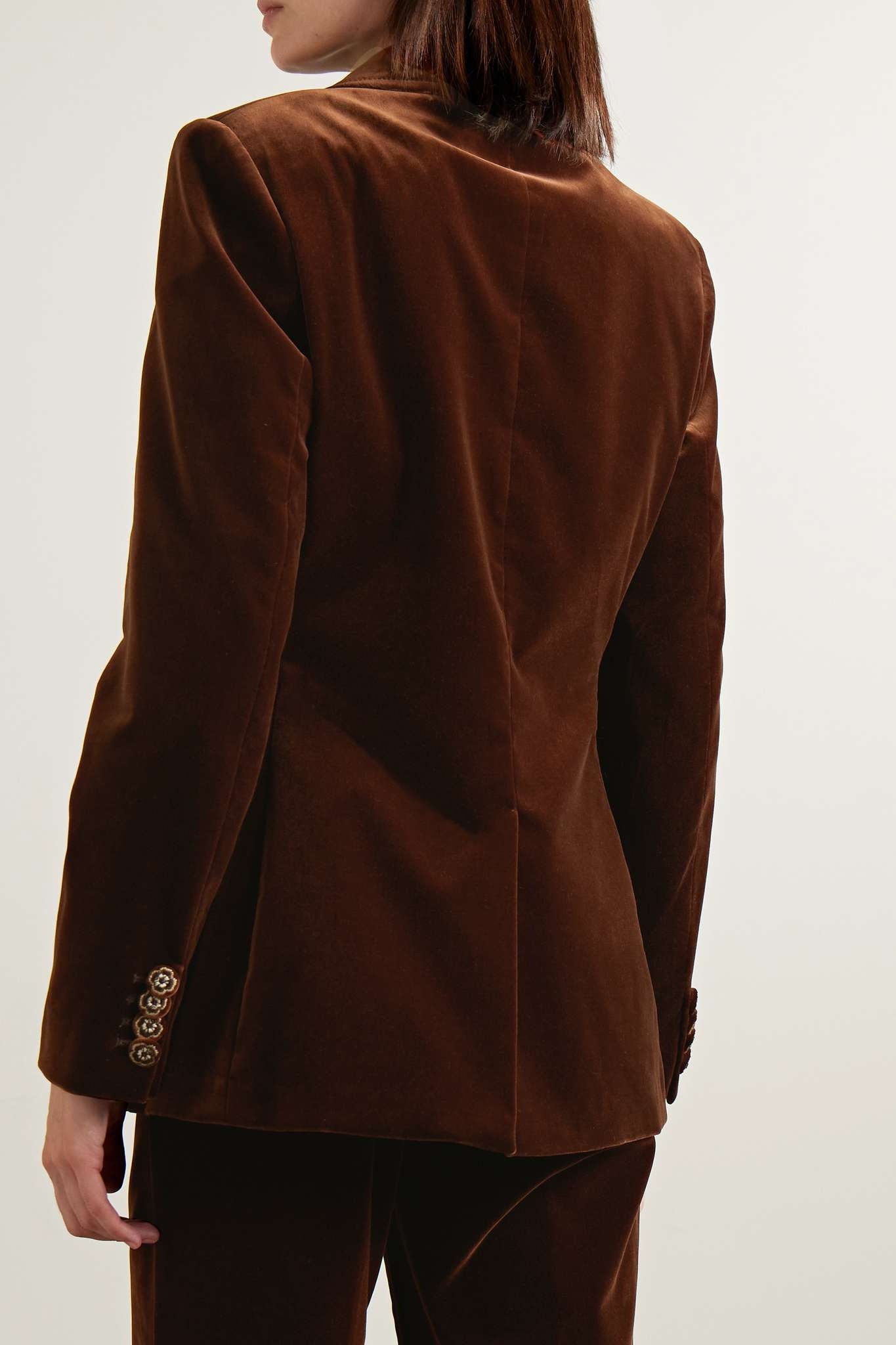 Double-breasted cotton-blend velvet blazer - 3