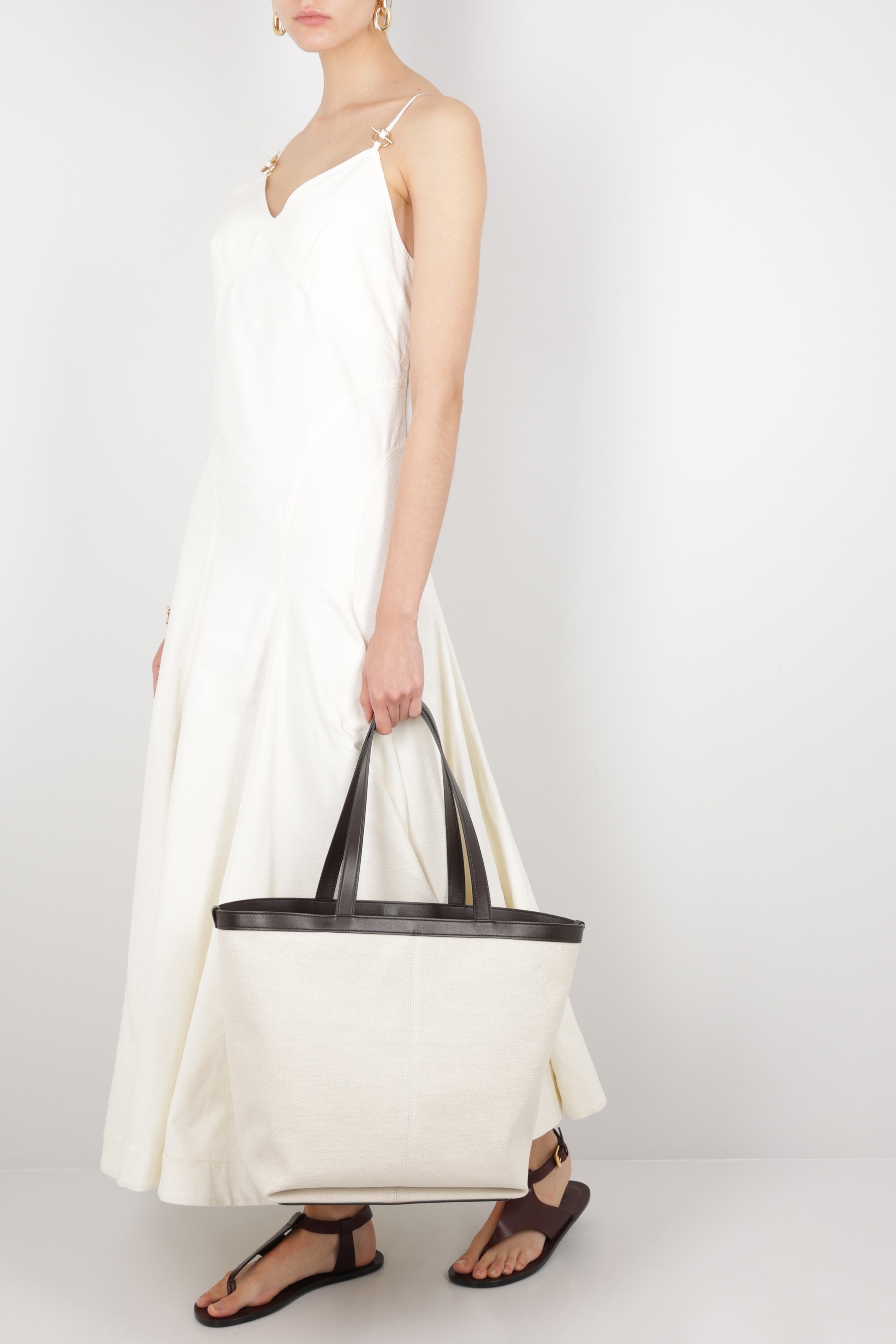 トートバッグ Bottega Veneta Canvas And Smooth Leather Tote Bag Bottega Veneta CANVAS AND SMOOTH LEATHER TOTE BAG