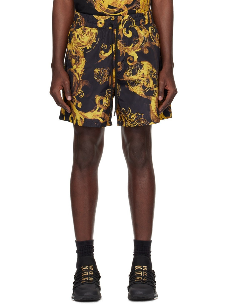 Black & Gold Watercolor Couture Shorts - 1