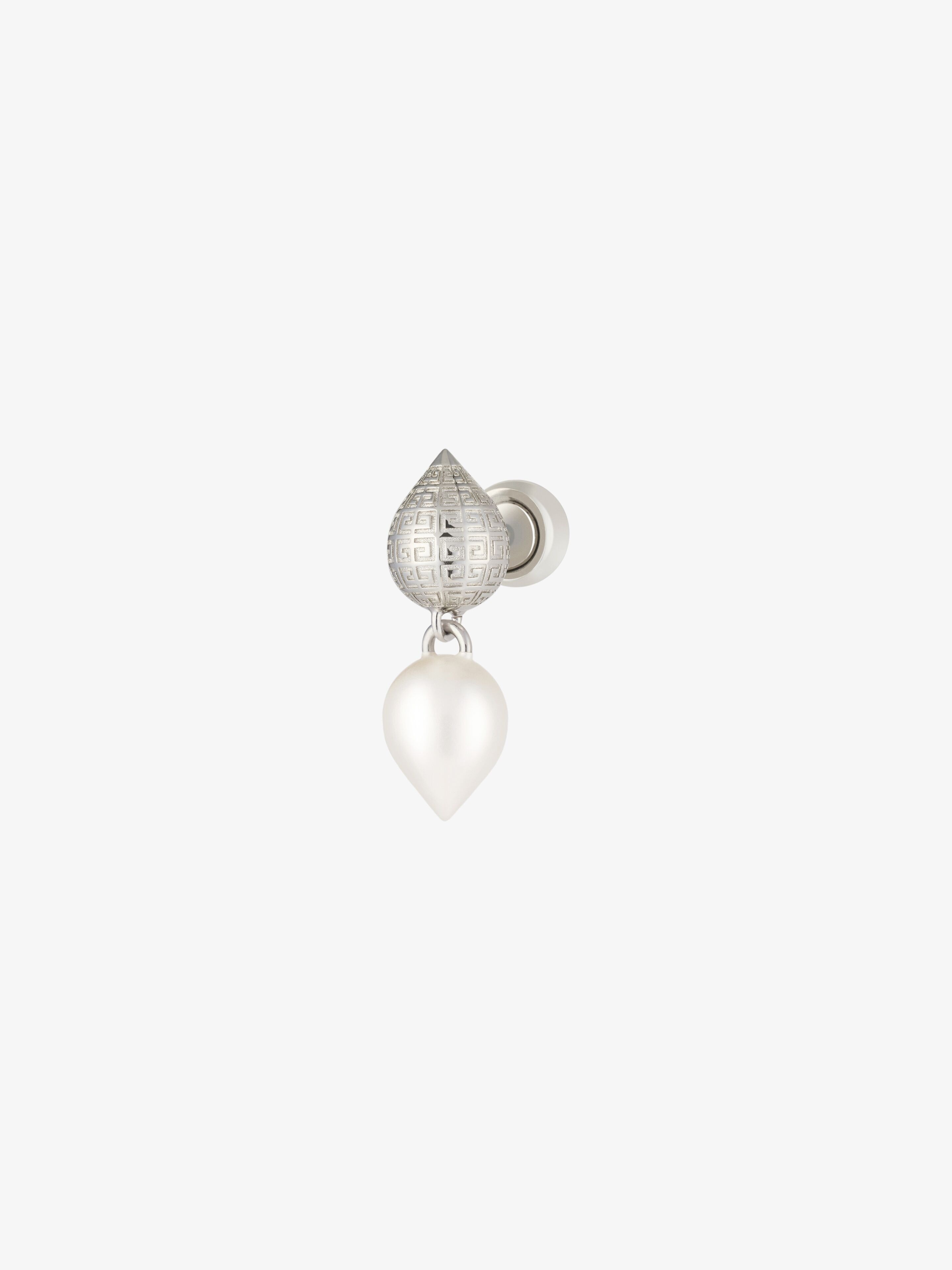 G STUD EARRING IN METAL WITH PEARL - 3
