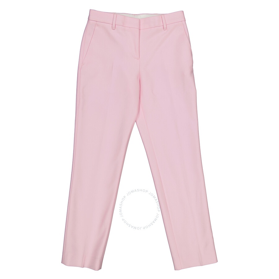 Burberry Ladies Pale Candy Pink Straight-Leg Tailored Trousers - 1