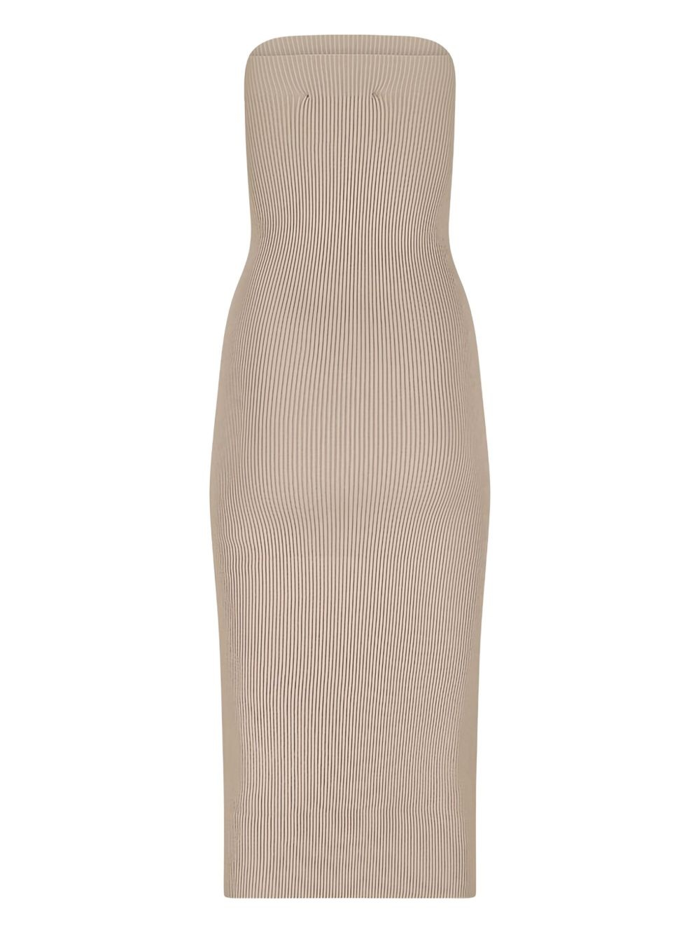 ribbed strapless midi dress - 2