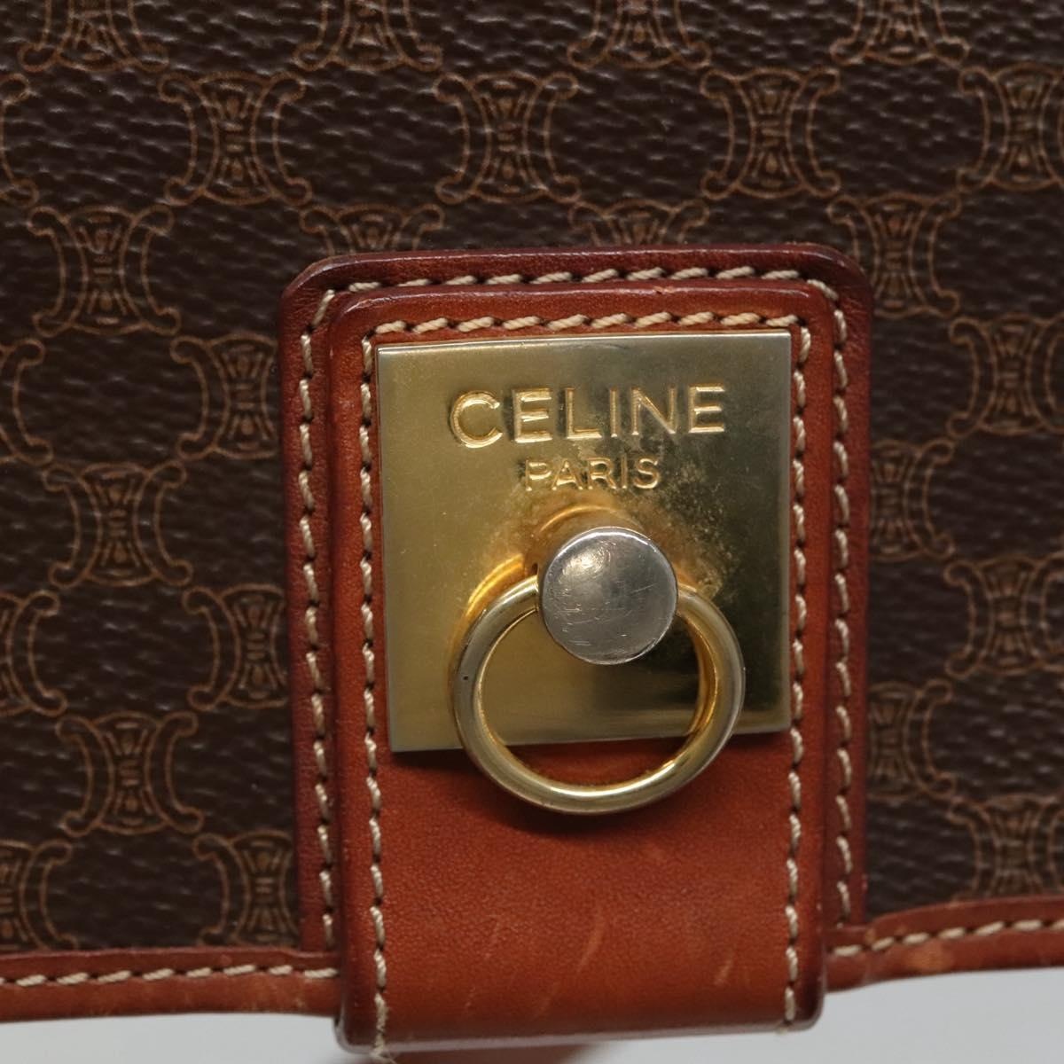 CELINE Macadam Canvas Shoulder Bag Pvc Leather Brown - 14
