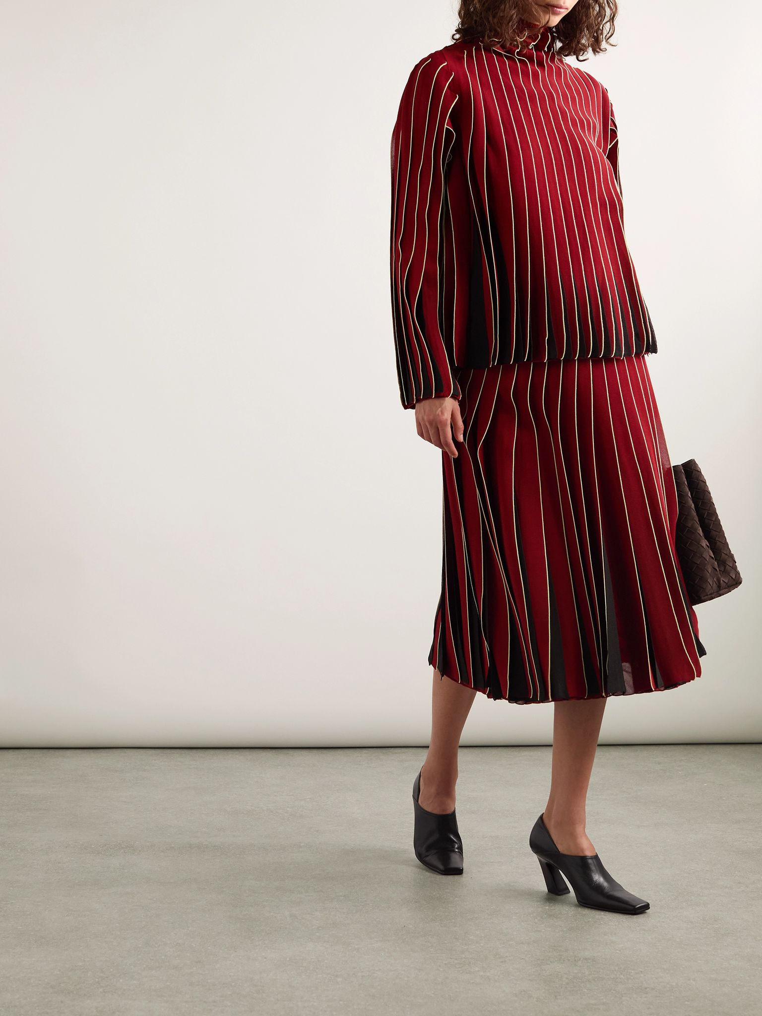 Paneled cotton midi skirt Red - 2